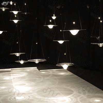 后现代酒店吊灯复式楼楼梯间吊灯顶级豪宅商场样板间玻璃水纹吊灯