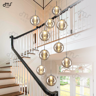 酒店吊灯长吊灯复式楼楼梯间吊灯高级豪宅别墅样板间时尚玻璃吊灯