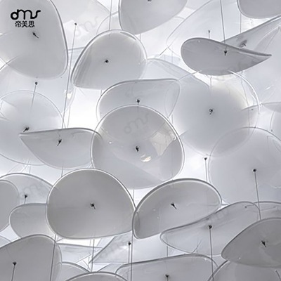 圆盘荷叶琉璃玻璃大型吊灯