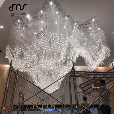 水滴型玻璃水晶棒流苏大型吊灯