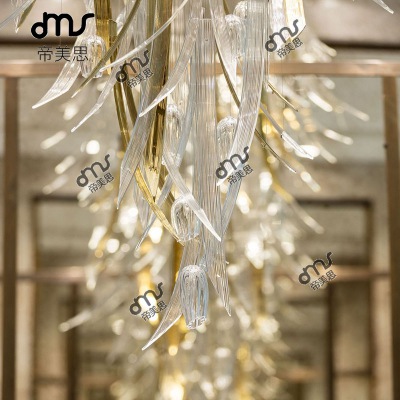 叶片玻璃水晶片大型吊灯
