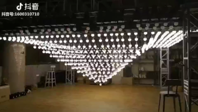 DMS大型吊灯动态球状吊灯工厂试装视频