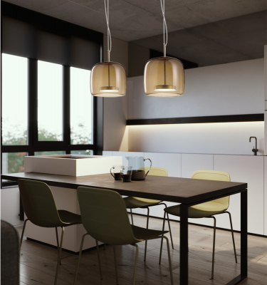 创意咖啡色玻璃罩吊灯